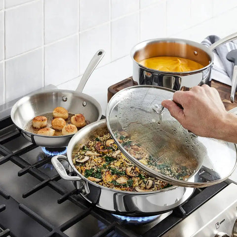 D3 Stainless Everyday 3-ply Bonded Cookware, Sauce Pan with Glass lid, 1.5 quart