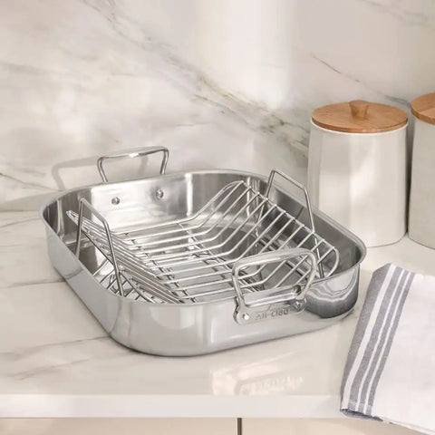 Specialty Cookware, Stainless Steel Roaster with Rack, 14 x 18 inch