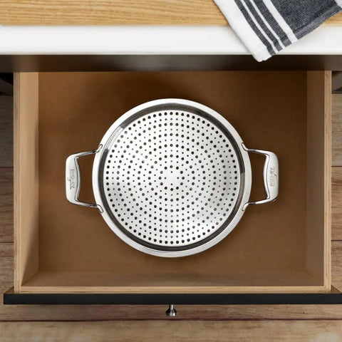 D5 Stainless Brushed 5-ply Bonded Cookware, Sauteuse with lid and Strain &amp; Splatter Guard, 4 quart