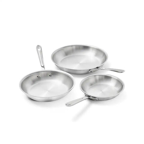 D5 Stainless Polished 5-Ply Bonded Cookware, 3 Piece Fry Pan Set, 8, 10 &amp; 12 Inch