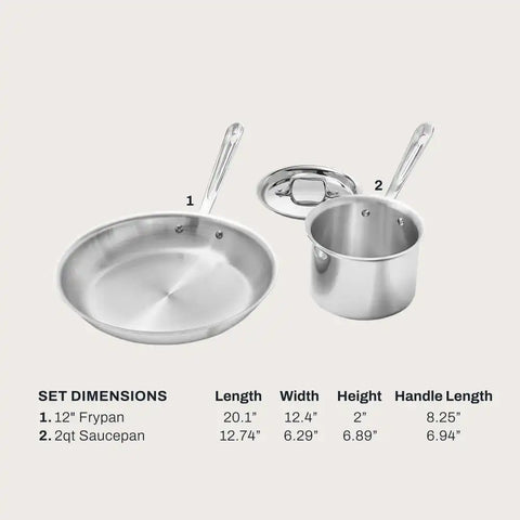 D3 Stainless 3-Ply Bonded Cookware, Sear &amp; Serve Set, 3 Piece Set
