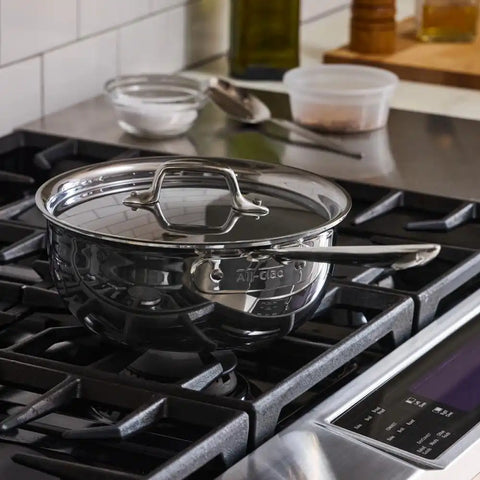 D3 Stainless 3-ply Bonded Cookware, Chef's Selection, Saucier with lid, 3 quart