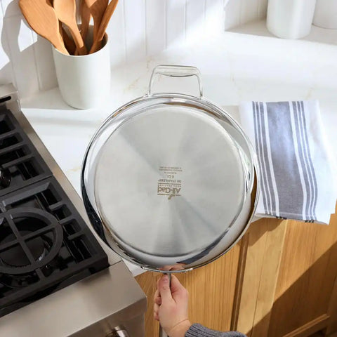 D5 Stainless Polished 5-ply Bonded Cookware, Essential Pan with lid, 6 quart