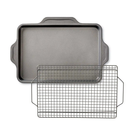 Pro-Release Nonstick Bakeware; Half Sheet Pan with Cooling Rack; 2 Piece Set