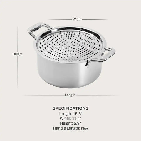 D5 Stainless Brushed 5-ply Bonded Cookware, Stockpot with lid and Strain &amp; Splatter Guard, 8 quart