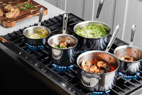 D3 Stainless 3-ply Bonded Cookware, 1 quart Saucepan with Solid Spoon, 2 Piece Set