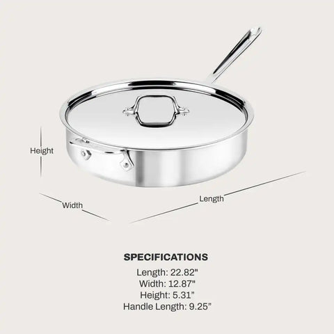 D3 Stainless 3-ply Bonded Cookware Sauté Pan, 5 quart