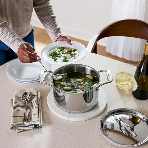 D5 Stainless Polished 5-ply Bonded Cookware, Soup Pot with lid, 4 quart