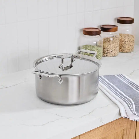 D5 Stainless Brushed 5-ply Bonded Cookware, Stockpot with lid, 8 quart