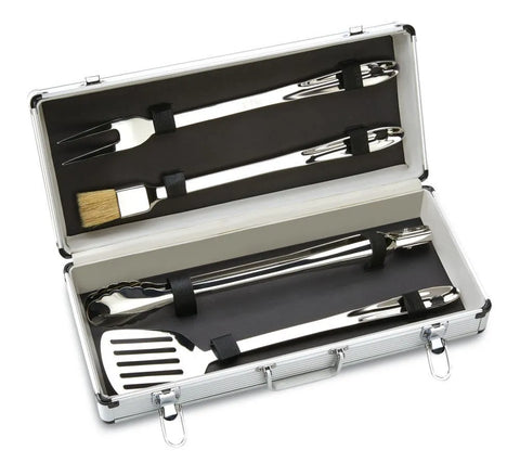 Stainless Steel 4 piece BBQ Tool Set with box