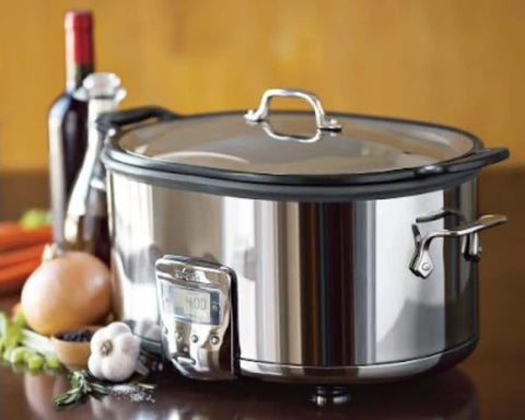 Stainless Steel Digital Slow Cooker; Nonstick Ceramic Coating; 7 quart