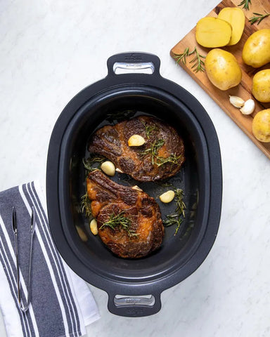 Gourmet Plus Stainless Steel 7-in-1 Slow Cooker, Nonstick Ceramic Coating, 7 quart