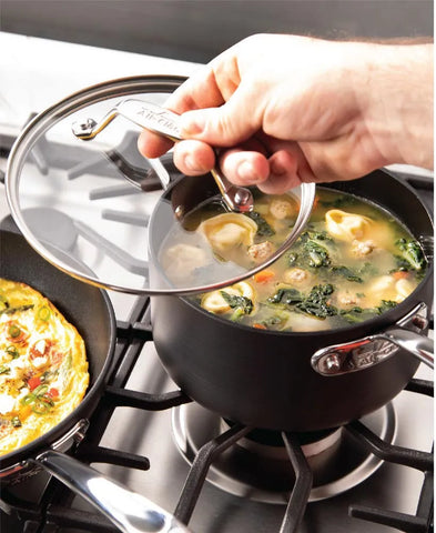 Essentials Nonstick Cookware Set, 2 piece Fry &amp; Sauce Pan with lid Set, 8.5 inch &amp; 2.5 quart