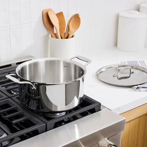 D5 Stainless Polished 5-ply Bonded Cookware, Stockpot with lid, 8 quart