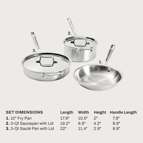 D5 Stainless Brushed 5-ply Bonded Cookware Set, 5 piece Set