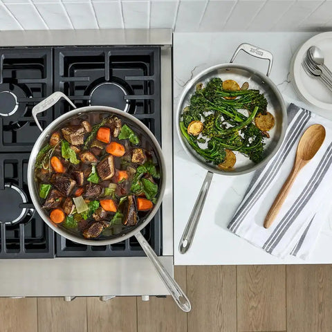 D5 Stainless Brushed 5-ply Bonded Cookware, Saute Pan with lid, 6 quart