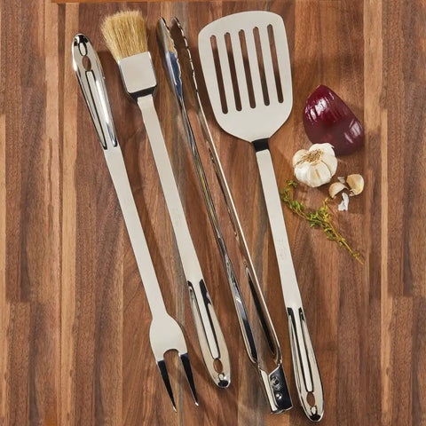 Stainless Steel 4 piece BBQ Tool Set with box