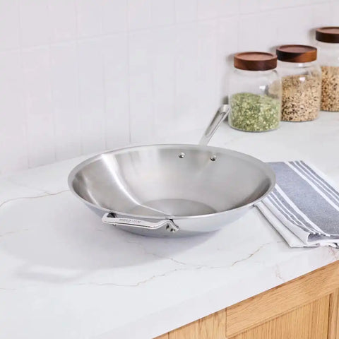 D5 Stainless Polished 5-ply Bonded Cookware, Wok, 14 inch