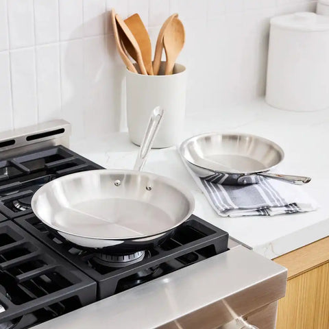 D5 Stainless Polished 5-ply Bonded Cookware Set, 8.5 &amp; 10.5 inch Deep Skillets