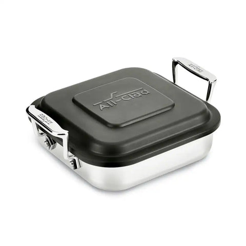 Specialty Cookware, Stainless Steel Square Baker with lid, 8 inch
