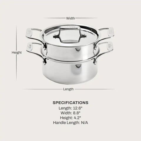 D5 Stainless Polished 5-ply Bonded Cookware, Steamer Set, 3 quart