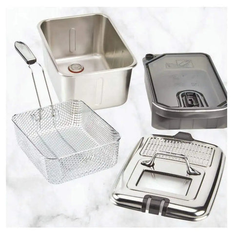 Stainless Steel Deep Fryer Easy Clean Pro with Oil Filtration System, 3.5 liter