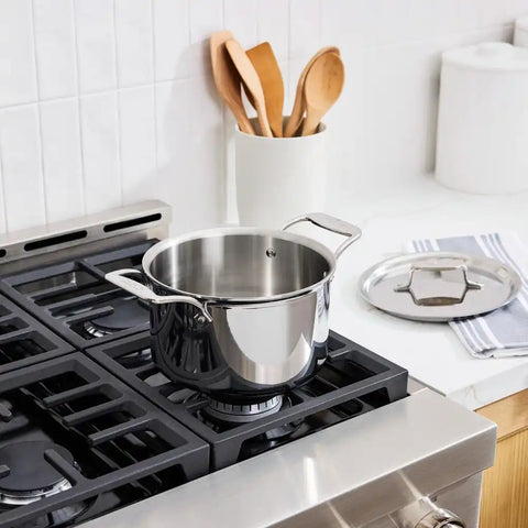 D5 Stainless Polished 5-ply Bonded Cookware, Soup Pot with lid, 4 quart