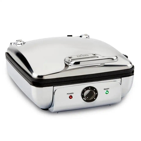Gourmet Stainless Steel Waffle Maker with Removable Plates; 4 slice