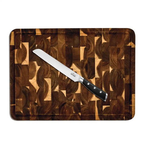 Forged Knives 2 Piece Set; Cutting Board &amp; 8 inch Bread Knife