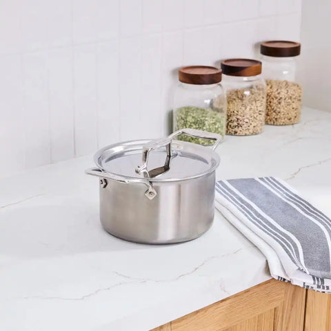D5 Stainless Brushed 5-ply Bonded Cookware, Soup Pot with lid, 4 quart