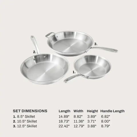 D3® Stainless Everyday 3-ply Bonded Cookware, 3 Piece Set
