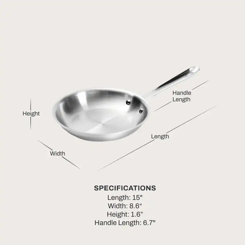 D5 Stainless Brushed 5-ply Bonded Cookware, Fry Pan, 8 inch