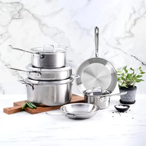 D5 Stainless Brushed 5-ply Bonded Cookware, Stockpot with lid, 12 quart