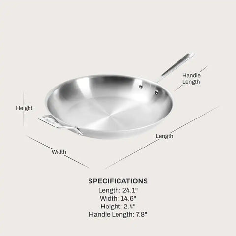 D5 Stainless Brushed 5-ply Bonded Cookware, Fry Pan with Lid, 14 inch