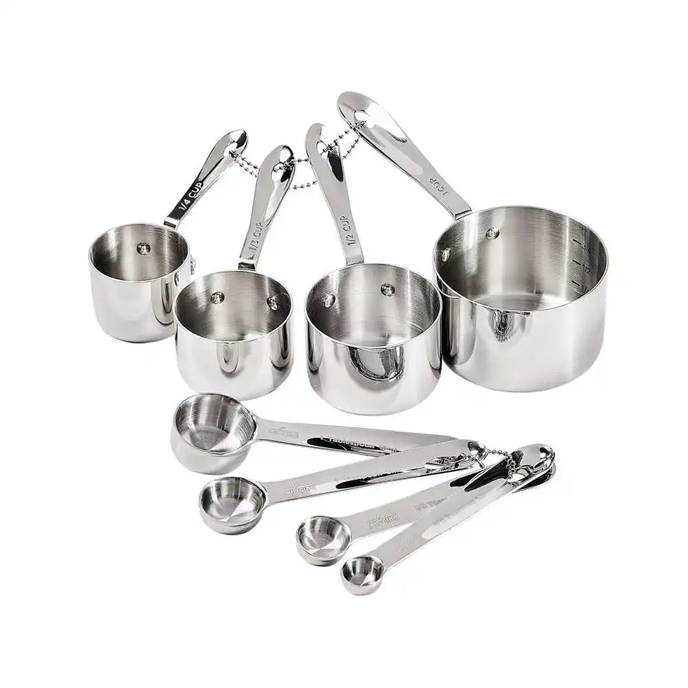 Stainless Steel Measuring Cups &amp; Spoons Set, 8 Piece
