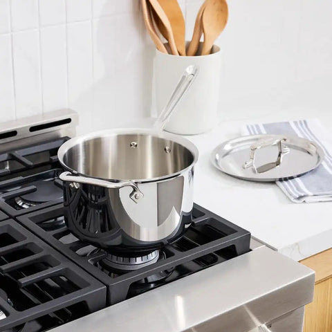 D5 Stainless Polished 5-ply Bonded Cookware, Sauce Pan with lid, 4 quart