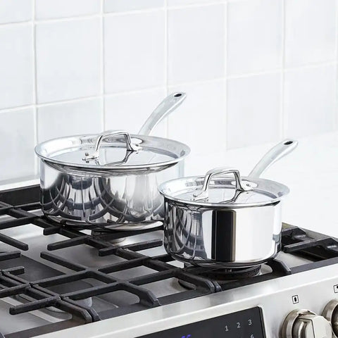 D3 Stainless Everyday 3-ply Bonded Cookware, Sauce Pan Set, 4 Piece, 1.5 and 3 quart
