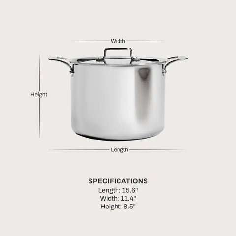 D5 Stainless Polished 5-ply Bonded Cookware, Stockpot with lid, 12 quart