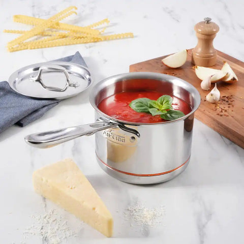 Copper Core 5-ply Bonded Cookware, Sauce Pan with lid, 3 quart
